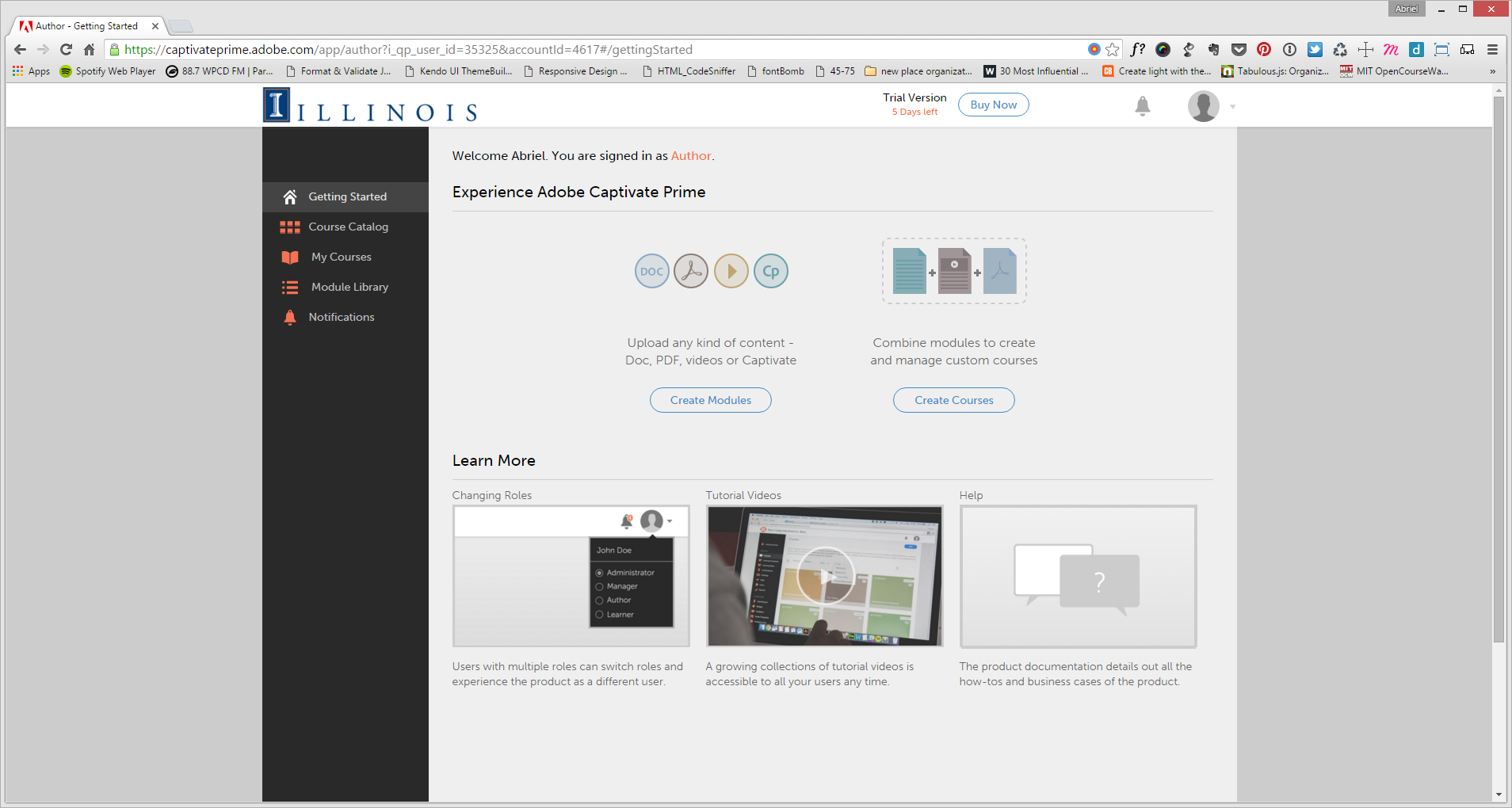 Adobe Prime Captivate administrative section